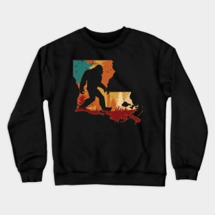 Bigfoot Retro Vintage Sasquatch Louisiana Crewneck Sweatshirt